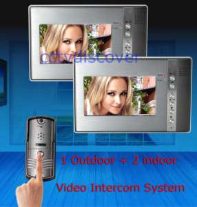 Video intercom Doorphone Kit 1x CCD Camera + 2x 7 LCD  
