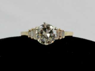 54 CT RD Baguette Diamond Engagement Ring 14K Y Gold  