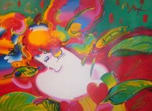PETER MAX FLOWER BLOSSOM LADY ORIGINAL PAINTING ON CANVAS  