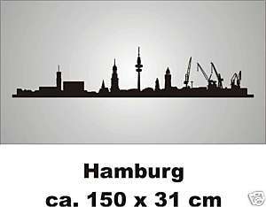 Wandtattoo Wandbild Skyline Silhouette Hamburg 18  