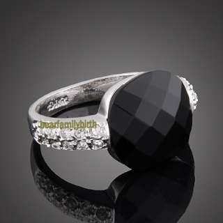 18K white GOLD GP Swarovski crystal Ring 1714 size 8  