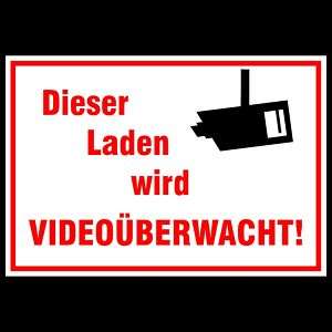 Videoüberwacht Schild Laden   Kamera Warnschild (2024)  