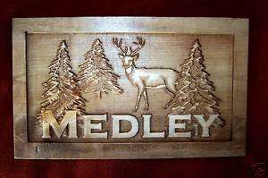 Personalized Wood Deer Last Name Sign Ranch Cabin  