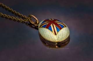 CARL FABERGE Enameled Egg Pendant with British Flag c. 1915  