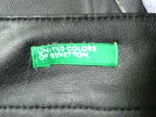Benetton Black Pleather Faux Leather Pants NWT 46 10  
