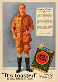 1928 Ad Martin Johnson Explorer Lucky Strike Cigarettes   ORIGINAL 