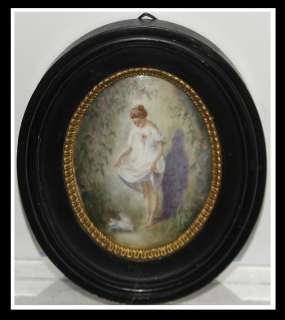 Unusual Antique Hand Painted French Porcelain Oval Portrait Plaque NR 
