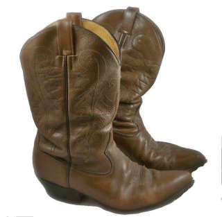 Vintage Mens Leather Cowboy Boots Charro 1980S 11.5  