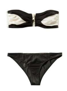 NEU H&M Bandeau Bikini schwarz weiß Reißverschluss  