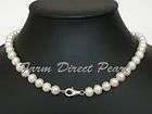   Freshwater 9 10mm White Pearl Necklace 18 Silver Lobster Clasp