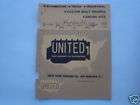 1960 United Engine Exchange List Catalog