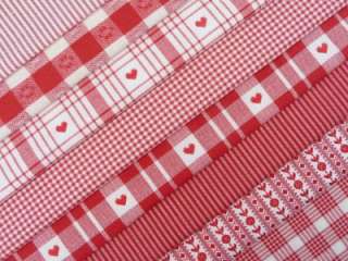 Cherry red and white mini candy stripe fabric/ shabby chic Christmas 