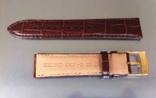 Calf Leather Watch Strap Crocodile Pattern SEIKO 20mm ★  