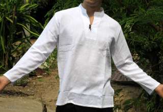 Soft Cotton China Collar Mens White Shirt L.Slve sz 5XL  