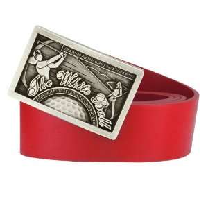   Champion Buckle with Genuine Italian Leather 35mm Strap, Red Sports