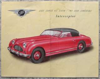 JENSEN INTERCEPTOR Close Coupled CVT Car Brochure 1950  