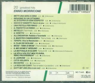 ENNIO MORRICONE   20 GREATEST HITS CD  