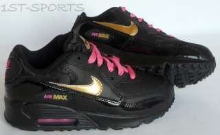INFANT, GIRLS NIKE AIR MAX 90 BLACK TRAINERS, SIZE 12.5  
