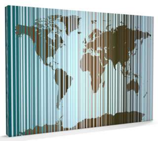 Map of the World Map Barcode, CANVAS, A3 to A1   v237  