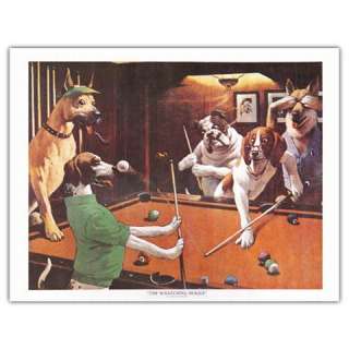 Complete Set 5x Arthur Sarnoff Dogs playing Pool Prints  