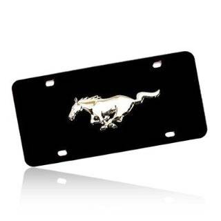  Ford Mustang Black Acrylic License Plate with Chrome Frame 