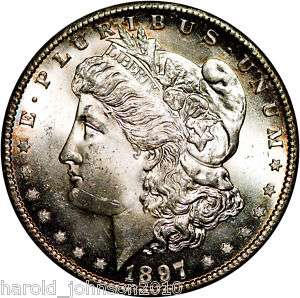 1897 S $1 Silver Morgan Dollar BU   Gem Toning Slabbed  