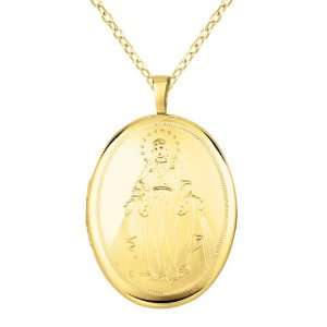   and 14k gold Oval Shaped Locket w/ Virgin Mary Necklace Jewelry