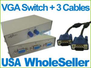 PORT SVGA VGA Manual Sharing Switch Switcher+3 Cables  