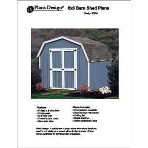  8 X 8 Barn/gambrel Storage Shed Project Plans  Design 