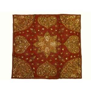  Tablecloth Handmade Maroon Gold Red Heart Shape Decorative 