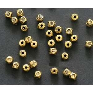  #4708 Antique Gold Lead Safe Pewter 4mm Flower Box Beads 