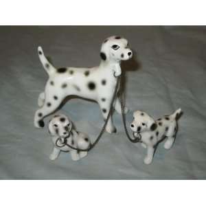  Vintage Porcelain Dalmation Dog Figurines on a Chain 