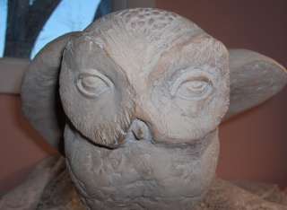   Folded Wing Owl Clay Sculpture Austin Products Inc. Signed Klara Sever