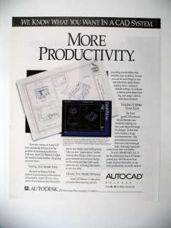 Autodesk AutoCAD Release 11 cad software 1990 print Ad advertisement 