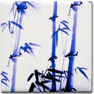 Chinese Painting Blue Bamboo Ceramic Art Tile Coaster  