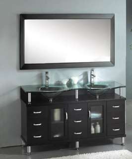 Ariel A 706 Modern Glass Bathroom Vanity & Mirror Set  