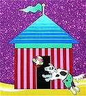   Cotton Fabric Playful Beach Houses, Bright Quilts, Curtains, Per Panel