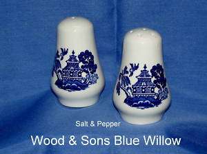 Wood & Sons Dinnerware ~BLUE WILLOW~Salt & Pepper~NEW  
