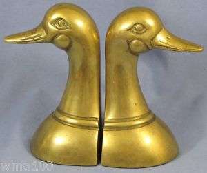 Pair Collectible Brass Duck Head Bookends Korea RARE  