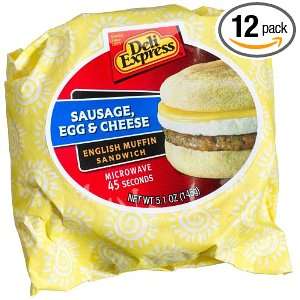 Deli Express Sausage, Egg & Cheese English Muffin Sandwich, 5.1 Ounce 