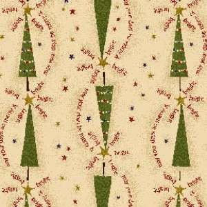 Buggy Barn Cream Green Christmas Trees Fabric 7424 44  