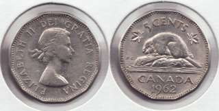 1962 Canadian Nickel 5 Cents