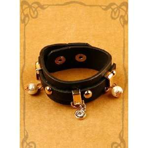  Black Leather Cuff Bracelet with Charm Pearl: Everything 