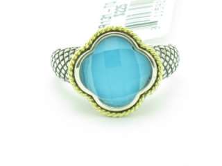 Andrea Candela 18kt and Sterling Silver Doublet Turquoise Clover Ring 