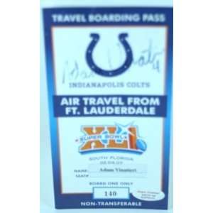   Vinatieri Indianapolis Colts SB41 boarding pass 2   Sports Memorabilia