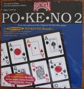 Pokeno Too Po Ke No 2 12 Jumbo Game Boards NEW CARDS BLUE BOX Bicycle 