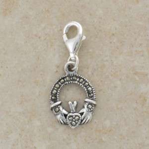 Studded Irish Celtic Claddagh Charm   Made in Ireland from .925 
