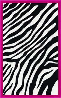 Kids Zebra Print Area Rugs 6x9 Girls Pink Black Carpet  