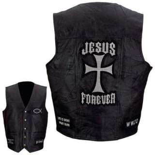 Motorcycle Bikers Leather Vest Christian Patches  