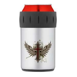  Thermos Can Cooler Koozie Modern Angel Winged Cross 